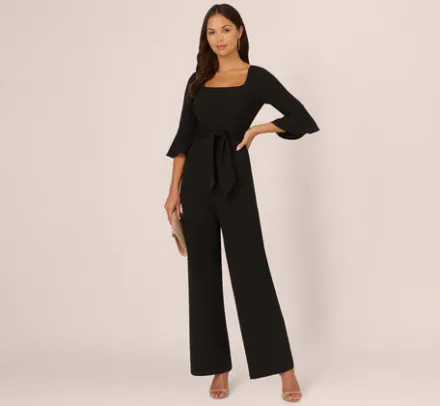 Adrianna Papell Jumpsuits|Day Dresses*Knit Crepe Wide Leg Jumpsuit With Bell Sleeves In