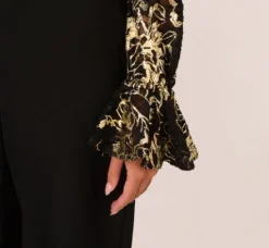 Adrianna Papell Jumpsuits|Day Dresses*Lace And Crepe Jumpsuit In Black Gold