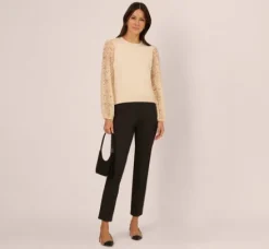 Adrianna Papell Tops & Blouses|Sweaters*Lace Sleeve Crew Neck Sweater In