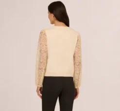 Adrianna Papell Tops & Blouses|Sweaters*Lace Sleeve Crew Neck Sweater In