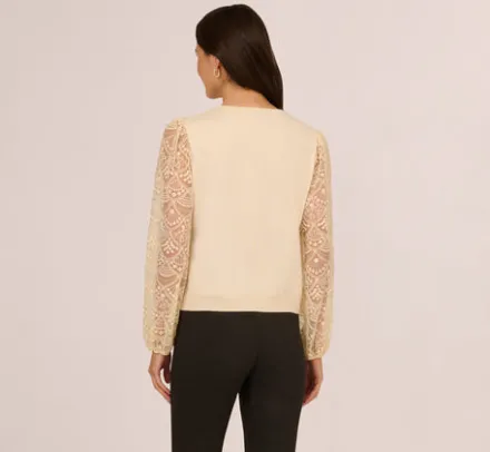 Adrianna Papell Tops & Blouses|Sweaters*Lace Sleeve Crew Neck Sweater In