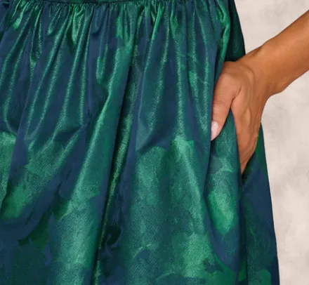 Adrianna Papell Wedding Guest Dresses|Formal Dresses*Lame Satin Jacquard Gown With Square Neckline In Dark Ivy