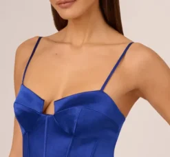 Adrianna Papell Wedding Guest Dresses|Formal Dresses*Liquid Satin Gown With Corset Bodice In Royal Sapphire