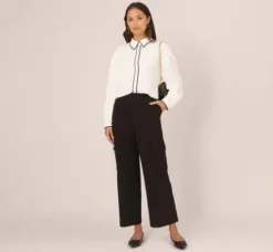 Adrianna Papell Tops & Blouses|Co-Ord Sets*Long Sleeve Button Down Top With Embroidered Details In Ivory Black