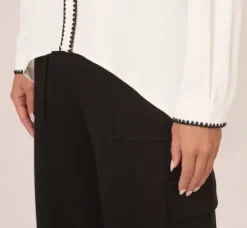 Adrianna Papell Tops & Blouses|Co-Ord Sets*Long Sleeve Button Down Top With Embroidered Details In Ivory Black