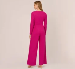 Adrianna Papell Jumpsuits|Day Dresses*Long Sleeve Crepe Jumpsuit With Tie Front In Hot Orchid