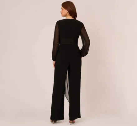Adrianna Papell Jumpsuits|Day Dresses*Long Sleeve Jersey Jumpsuit With Chiffon Details In