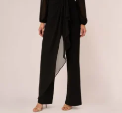 Adrianna Papell Jumpsuits|Day Dresses*Long Sleeve Jersey Jumpsuit With Chiffon Details In