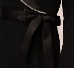Adrianna Papell Jumpsuits*Long Sleeve Tuxedo Jumpsuit With Crystal Trim In