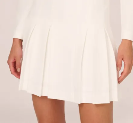 Adrianna Papell Day Dresses|Little White Dresses*Long Sleeve Tuxedo Mini Dress With Crystal Button Accents In