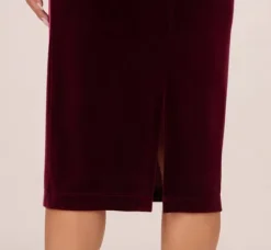Adrianna Papell Wedding Guest Dresses|Ap Exclusives*Long Sleeve Velvet Dress With Asymmetric Cutout Neckline In