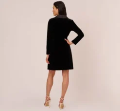 Adrianna Papell Wedding Guest Dresses|Day Dresses*Long Sleeve Velvet Tuxedo Dress In