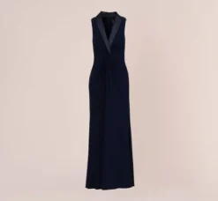 Adrianna Papell Wedding Guest Dresses|Formal Dresses*Matte Jersey Twist Front Tuxedo Long Gown In