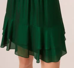 Adrianna Papell Wedding Guest Dresses|Day Dresses*Metallic Blouson Halter Dress In Emerald Green