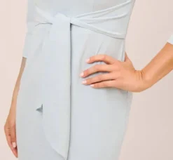 Adrianna Papell Wedding Guest Dresses|Formal Dresses*Metallic Knit Tie-Front Long Column Gown In