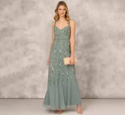 Adrianna Papell Wedding Guest Dresses|Formal Dresses*Multicolor Beaded Mermaid Gown With Sweetheart Neckline In Dark Sage