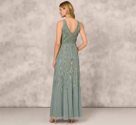Adrianna Papell Wedding Guest Dresses|Formal Dresses*Multicolor Beaded Mermaid Gown With Sweetheart Neckline In Dark Sage