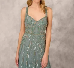 Adrianna Papell Wedding Guest Dresses|Formal Dresses*Multicolor Beaded Mermaid Gown With Sweetheart Neckline In Dark Sage