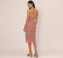 Adrianna Papell Wedding Guest Dresses|Day Dresses*Multicolor Crochet Midi Dress With Halter Neckline In Purple Multi