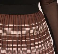 Adrianna Papell Pants & Skirts|Co-Ord Sets*Multicolor Stripe Print Pleated Midi Skirt In Mocha Ivory Chevron Stripe