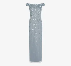 Adrianna Papell Wedding Guest Dresses|Formal Dresses*Off Shoulder Dress With Floral Embellishment In Vintage Blue