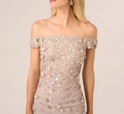 Adrianna Papell Wedding Guest Dresses|Formal Dresses*Off Shoulder Dress With Floral Embellishment In