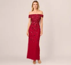 Adrianna Papell Wedding Guest Dresses|Formal Dresses*Off Shoulder Dress With Floral Embellishment In