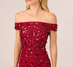 Adrianna Papell Wedding Guest Dresses|Formal Dresses*Off Shoulder Dress With Floral Embellishment In