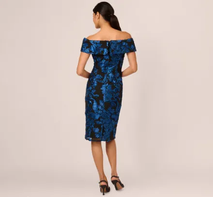Adrianna Papell Wedding Guest Dresses|Petite-Friendly*Off Shoulder Soutache Dress In Navy Black