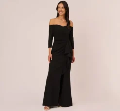 Adrianna Papell Wedding Guest Dresses|Ap Exclusives*Off The Shoulder Cascading Ruffle Gown In