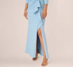 Adrianna Papell Wedding Guest Dresses|Ap Exclusives*Off The Shoulder Cascading Ruffle Gown In Blue Mist