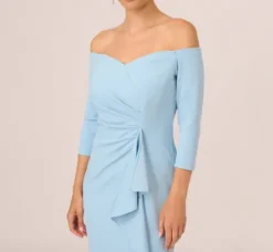 Adrianna Papell Wedding Guest Dresses|Ap Exclusives*Off The Shoulder Cascading Ruffle Gown In Blue Mist