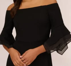 Adrianna Papell Jumpsuits|Dresses With Sleeves*Off The Shoulder Crepe Jumpsuit With Organza Sleeves In