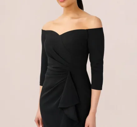 Adrianna Papell Wedding Guest Dresses|Formal Dresses*Off The Shoulder Dress With Cascading Ruffle Detail In