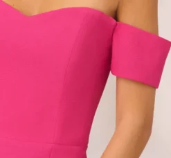 Adrianna Papell Wedding Guest Dresses|Ap Exclusives*Off The Shoulder Midi Dress With Sweetheart Neckline In Brilliant Fuchsia