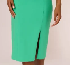 Adrianna Papell Wedding Guest Dresses|Day Dresses*Off The Shoulder Midi Dress With Ruffle Details In Flora Green