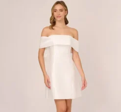 Adrianna Papell Day Dresses|Little White Dresses*Off The Shoulder Mikado Dress With Bow Back In