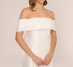 Adrianna Papell Day Dresses|Little White Dresses*Off The Shoulder Mikado Dress With Bow Back In