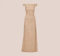 Adrianna Papell Wedding Guest Dresses|Formal Dresses*Off The Shoulder Sequin Beaded Gown In