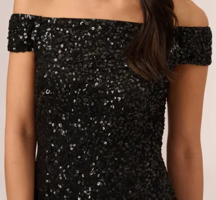 Adrianna Papell Wedding Guest Dresses|Formal Dresses*Off The Shoulder Sequin Beaded Gown In
