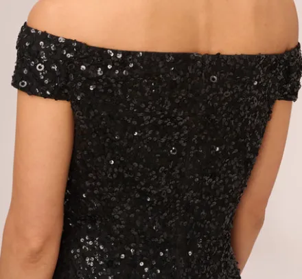 Adrianna Papell Wedding Guest Dresses|Formal Dresses*Off The Shoulder Sequin Beaded Gown In