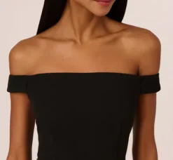 Adrianna Papell Wedding Guest Dresses|Petite-Friendly*Off The Shoulder Sheath Dress With Sheer Panel Details In