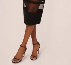 Adrianna Papell Wedding Guest Dresses|Petite-Friendly*Off The Shoulder Sheath Dress With Sheer Panel Details In