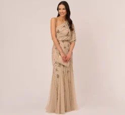 Adrianna Papell Wedding Guest Dresses|Formal Dresses*One Shoulder Beaded Gown In