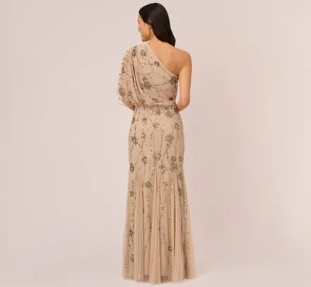 Adrianna Papell Wedding Guest Dresses|Formal Dresses*One Shoulder Beaded Gown In