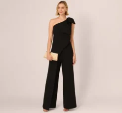 Adrianna Papell Jumpsuits*One Shoulder Bow Jumpsuit In