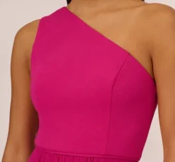 Adrianna Papell Wedding Guest Dresses|Formal Dresses*One-Shoulder Chiffon Long Gown In Bright Magenta