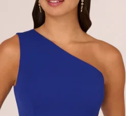 Adrianna Papell Wedding Guest Dresses|Formal Dresses*One-Shoulder Chiffon Long Gown In Royal Sapphire