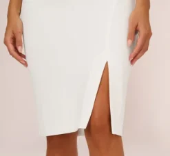 Adrianna Papell Petite-Friendly|Little White Dresses*One Shoulder Crepe Dress With Cutout Neckline In