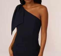 Adrianna Papell Wedding Guest Dresses|Ap Exclusives*One Shoulder Crepe Gown With Bow Accent In
